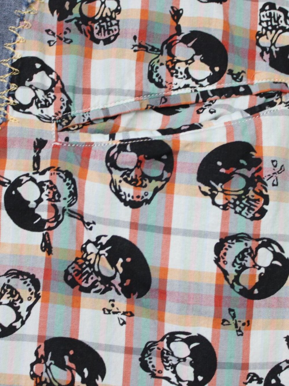 Rock Roll-n-Soul AOP Shirt Mens Small Orange Skull All Over Print Pearl Snap L/S - Picture 4 of 12